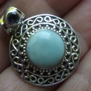 Genuine Dominican Larimar Sterling silver pendant - Atlantis stone