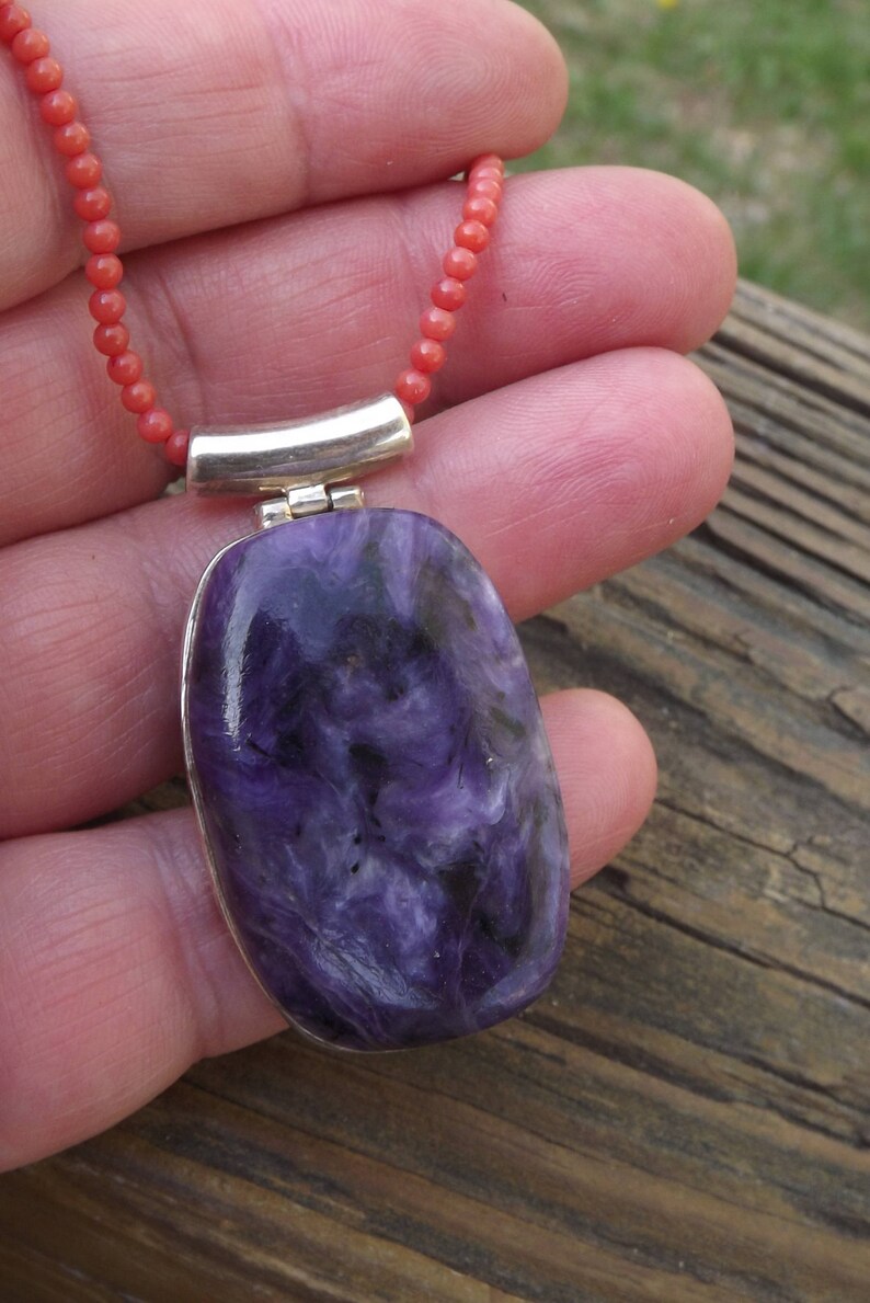 healing Pretty One of a Kind MOTHERS DAY SALE Large Charoite pendant unique beautiful pendant Feminine Magical