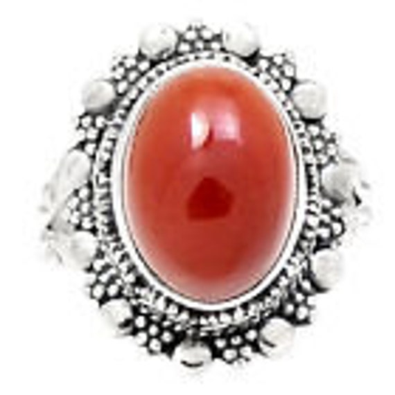 Carnelian Multi Color red Ring - Size 8- vintage - image 8