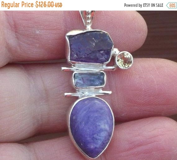 healing Pretty One of a Kind MOTHERS DAY SALE Large Charoite pendant unique beautiful pendant Feminine Magical