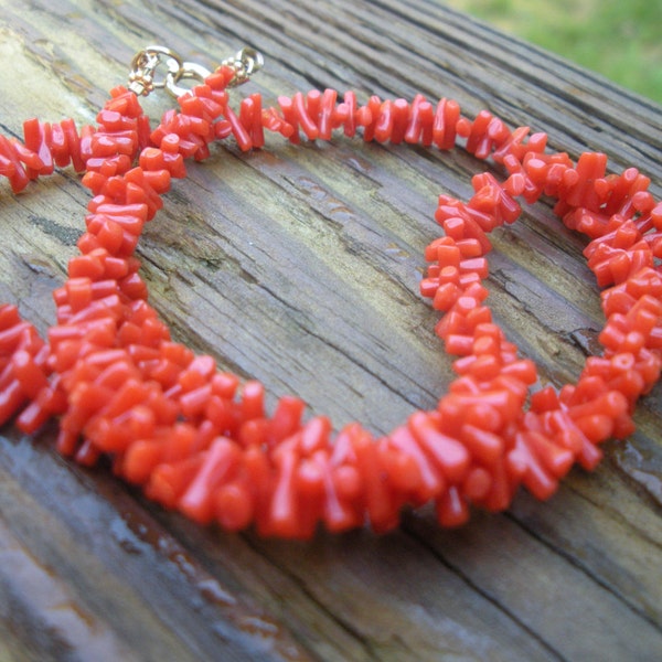 Italian Red Coral Mediterranean Coral Necklace Oxblood OOAK scarlet nugget brunches genuine rare natural