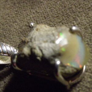 Ethiopian Opal Rough freeform chunk nugget sterling silver pendant -