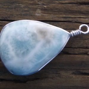 Genuine Dominican Larimar pendant - sterling silver - Dolphin stone - Atlantis -unique - one of a kind -blue ski - blue sea - carribean