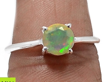 Anillo de plata con ópalo Welo etíope genuino AAA, talla 9, regalo perfecto, bonito, femenino