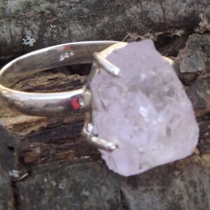 The Stone of Divine Love -Natural Kunzite Rough 925 Sterling Silver Ring Jewelry s.7.5