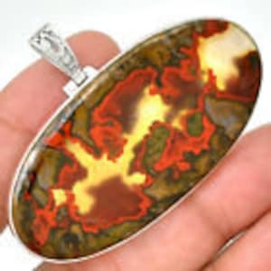 Large Rare Cady Mountain Agate sterling silver pendant Magical Talisman One of a Kind necklace