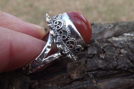 Carnelian Multi Color red Ring - Size 8- vintage - image 4