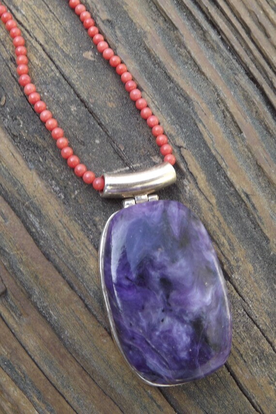 healing Pretty One of a Kind MOTHERS DAY SALE Large Charoite pendant unique beautiful pendant Feminine Magical