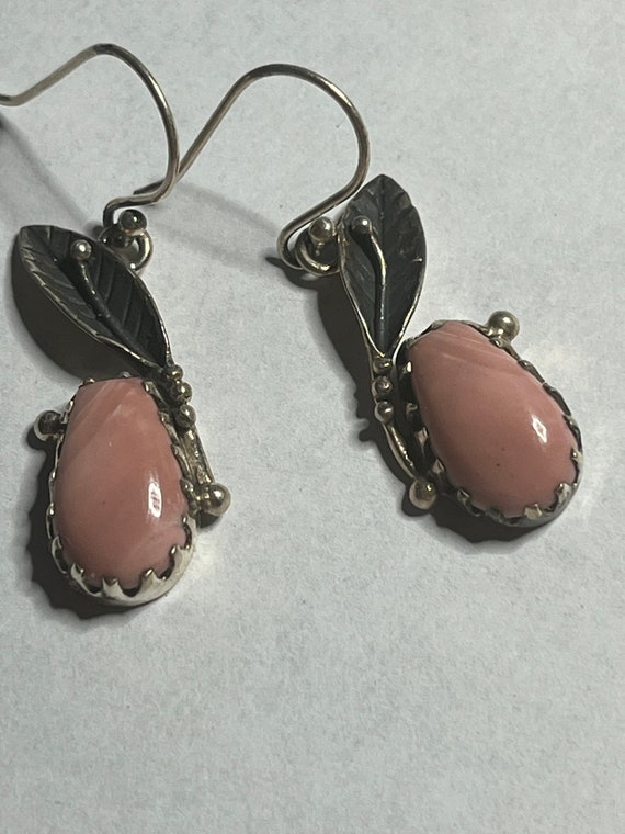 Genuine Pink Opal sterling silver earrings