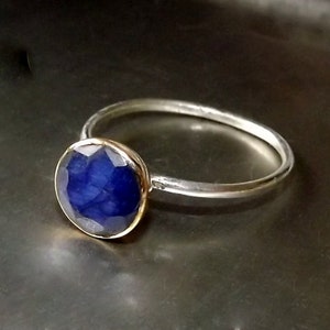 Beautiful Blue Sapphire Ring - sterling silver stacking ring - stack ring - mix and match-Size 8, size 7.5
