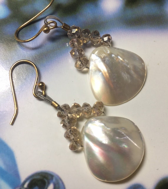 Gorgeous bridal earrings made with Mother of Pearl