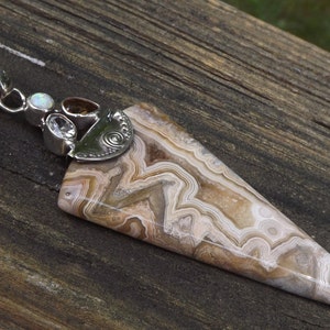 Huge Mexican Laguna Lace Druzy Agate sterling silver pendant Magical Talisman One of a Kind