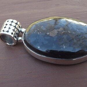 Rare Healing Nuummite sterling silver pendant  - Sorcerers Stone - Magician&#39;s Stone
