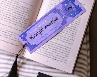 Cozy Midnight Bookclub | Late Night Reader Bookmark | Bookclub Gift | Bookish Gift | Book Bestie Gift Bookmark | Cozy Girl Reader Gift