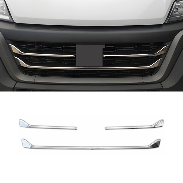 Gloss Stainless Steel Grille Accent Trim | Fiat Ducato 2021-2024 | No Drilling, No Cutting, with Double-Sided Tape