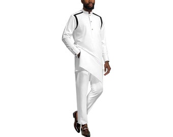 African Dashiki Suits for Men Shirt Pants 2 Piece Set Outfit Nigerian Clothes Wedding Attire Clothing