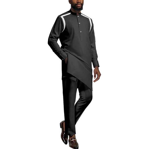 African Dashiki Suits for Men Shirt Pants 2 Piece Set Outfit Nigerian Clothes Wedding Attire Clothing