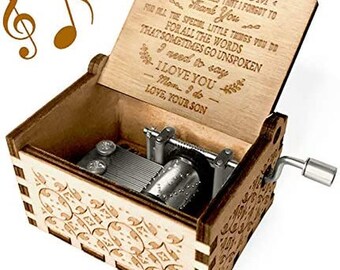 You Are My Sunshine Music Box, Gift for Mom from Son, Wood Laser Engraved Vintage Music Boxes, Unique Best Gift for Mother'S Day, Birthday/C