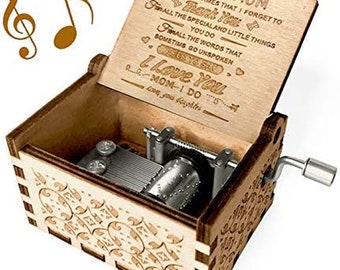 You Are My Sunshine Music Box, Gift for Mom from Daughter, Wood Laser Engraved Vintage Mini Size Boxes, Unique Best Mother'S Day, Birthday/C