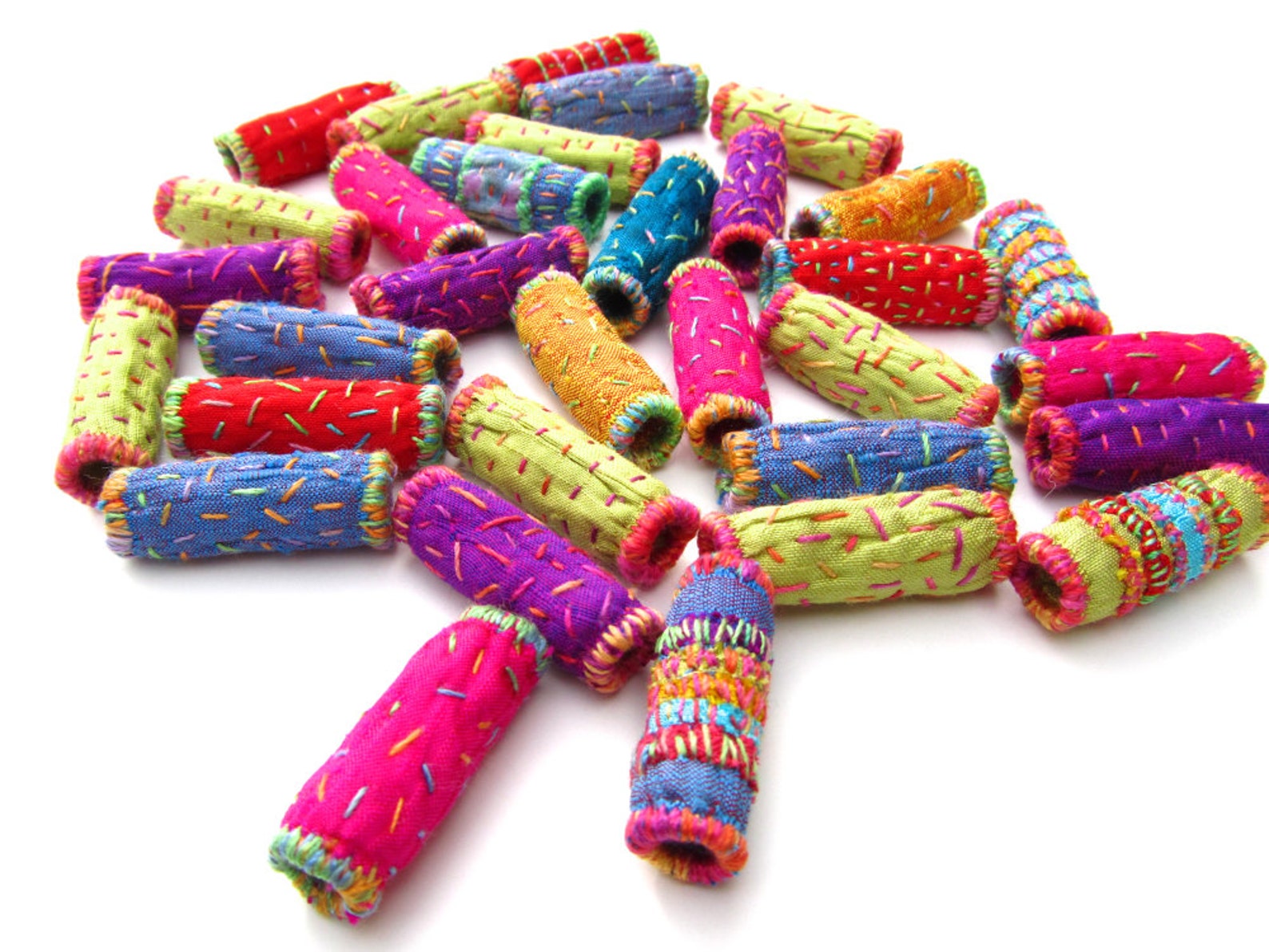 Quilted Fabric Beads PDF Tutorial Pattern. Embroidery Bead Etsy