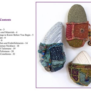 Objects of Comfort Talismans PDF Tutorial Pattern Hand Stitched One-of-a-Kind Talismans from Stones, Shells and Fabric. image 4