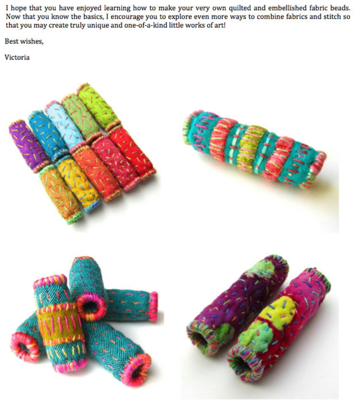 Quilted Fabric Beads PDF Tutorial Pattern. Embroidery Bead Etsy