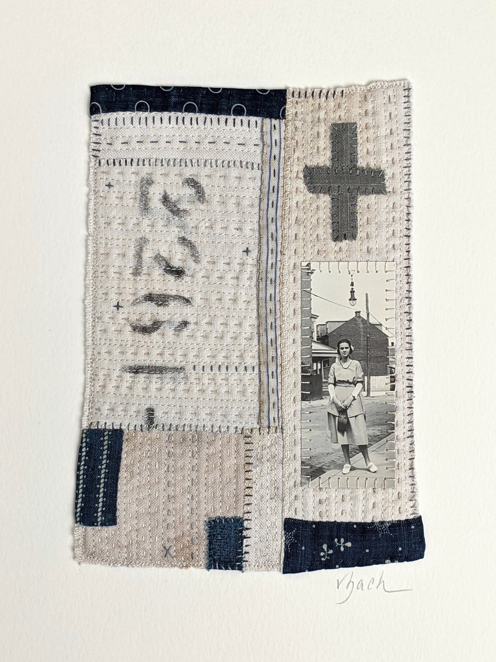 Mixed Media Textile Collage Art Quilt With Vintage Photo of Etsy