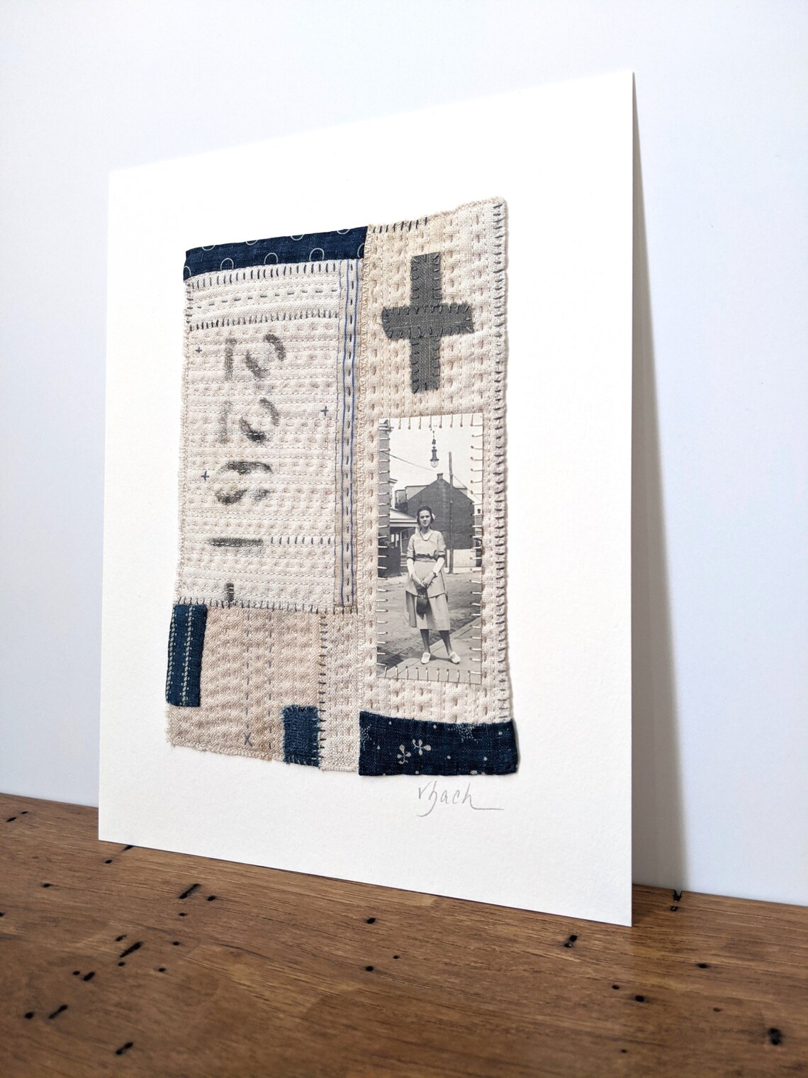 Mixed Media Textile Collage Art Quilt With Vintage Photo of Etsy