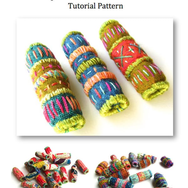 Quilted Fabric Beads PDF Tutorial Pattern. Embroidery Bead Pattern. Instant Download. Digital Craft Pattern. Jewelry & Beading PDF Pattern.