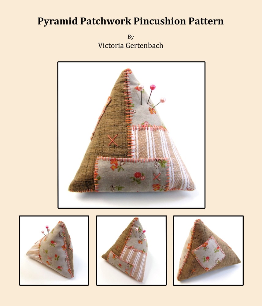 Pyramid Pincushion, Quilted, Triangle Pin Cushion, Patchwork, Bowl Filler,  Decor, Sewing Gift, Holiday Gift, Crushed Walnut Shells 