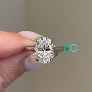 3 CT Oval Lab Grown Diamond Engagement Ring, Oval Lab Created Diamond Wedding Ring for her, IGI/GIA Certified Lab Diamond Ring