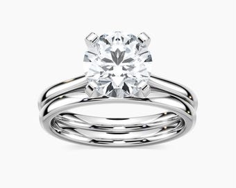 3.00 CT Round Lab Grown Diamond Halo Bridal Set with Stackable Band