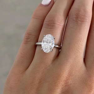4 CT Oval CVD Lab Grown Diamond Engagement Ring IGI Certified Oval & Round Diamond Anniversary Ring 14K Solid Gold Ring Wedding Ring