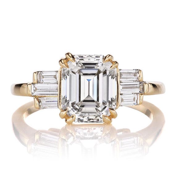 Anello con diamante di laboratorio taglio Asscher da 2,5 ct