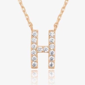 14K Gold Diamant Initial Halskette, Buchstabe Anhänger Halskette, 0,52 Ct Lab gewachsene Diamant Halskette, schöne Halskette für sie.