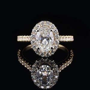 3.5 Carat IGI Certified F/VS1 Oval Lab Grown Diamond Hidden Halo Engagement Ring Set, Matching Round Diamonds Wedding Band 14k Yellow Gold.