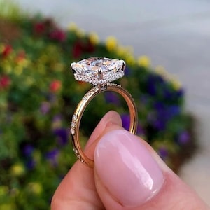 3.5 CT Radiant Cut VS1 Lab Grown Engagement Ring Diamond Ring Hidden Halo Pave Diamond Ring Anniversary Ring Promise Ring For Her