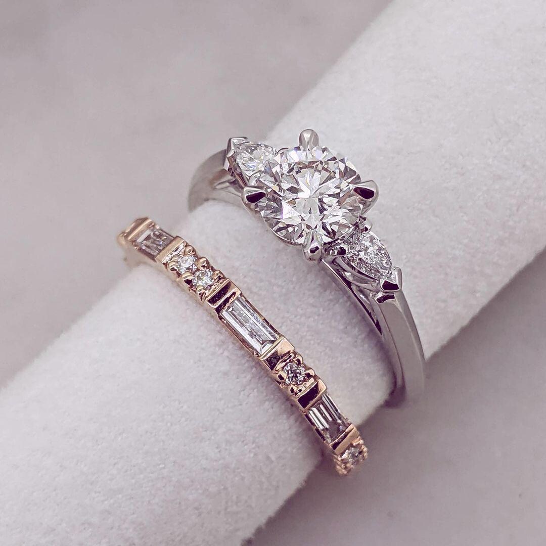 Lab Grown Diamond Half Eternity Wedding Band, Baguette & Round Cut - Etsy