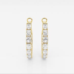 1.80CT Lab Grown Diamond Elegant Rose Gold Huggie Earrings, Lab Grown Emerald Diamonds, Modern Minimalist Design Luxury Jewelry For Her.