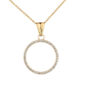 0.30CT Lab Grown Diamond Pendant Necklace, Simple Circle Design, With Thin Gold Chain, Gift For Her.