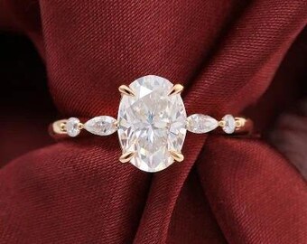 4CT Oval Lab Diamond Engagement Ring – 14K Gold Wedding Ring, IGI Certified