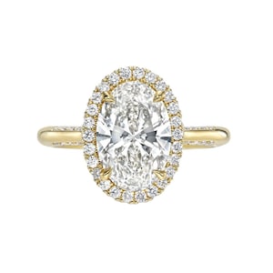 2.0CT Oval Lab Created Diamond Engagement Ring IGI Certified Oval & Round Diamond Anniversary Ring 18K Solid Gold Ring Wedding Ring For Her.