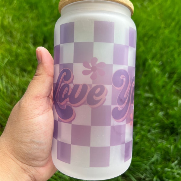 Purple Frosted Glass 'I Love You' Cup - Heartwarming Gift for Spreading Love and Positivity!