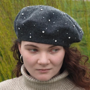 Wool Beret  French Style Flat Hat Authentic Felt Tam// 52-58cm