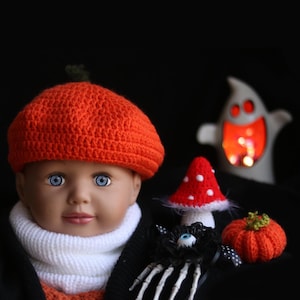 Newborn Baby Pumpkin Hat Halloween Crochet Beret Fall Photo Prop