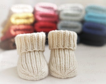 Newborn Baby Socks Hand Knit Booties wool leg warmers for kids, Newborn gift box