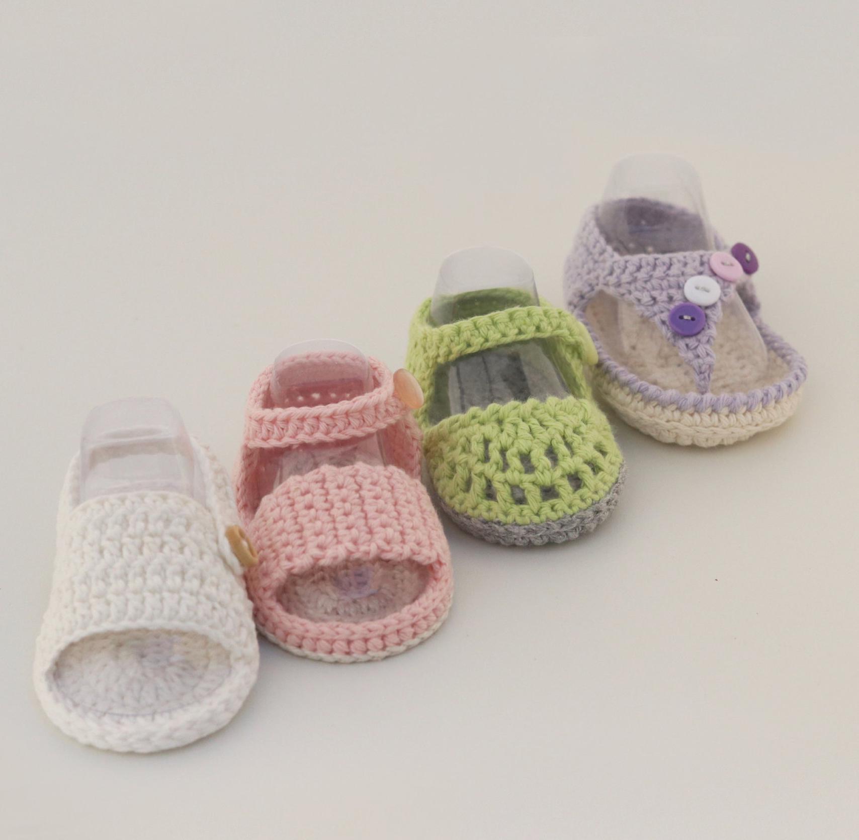 Newborn sandals, Cotton crochet baby first shoes, Summer newborn footwear, Baby shower gift.