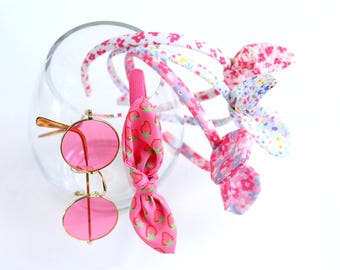 Liberty of London Alice Headband, Strawberry Bow, Floral Girl Hairband