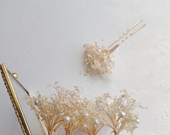 Bruidshaarspelden Bruiloft bruidsmeisje Gedroogde Gypsophila Hair Grips SET