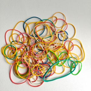 Assorted Elastic Rubber Bands - ideal for school, home and office SET of 70